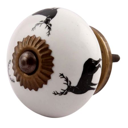 Black Standing Rein Deer Pattern Ceramic Drawer Knob Online